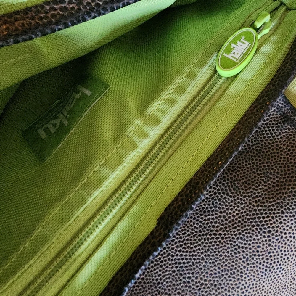Haiku Messenger Bag Crossbody Brown Leather Lime Interior Ecofriendly Office